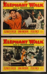 9r690 ELEPHANT WALK 4 LCs 1954 sexy Elizabeth Taylor, Dana Andrews & Peter Finch in India!