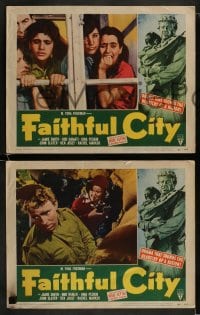 9r692 FAITHFUL CITY 4 LCs 1952 first great Israeli production, border art of man with refugee boy!