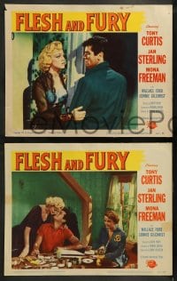 9r561 FLESH & FURY 6 LCs 1952 great images of Tony Curtis, sexiest Jan Sterling, Mona Freeman!