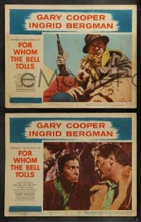 9r142 FOR WHOM THE BELL TOLLS 8 LCs R1957 Gary Cooper & Ingrid Bergman, Ernest Hemingway!