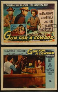 9r169 GUN FOR A COWARD 8 LCs 1956 cowboys Fred MacMurray & Dean Stockwell in action, Janice Rule!