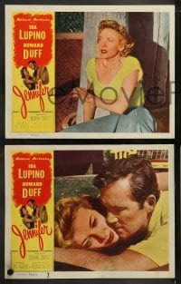 9r502 JENNIFER 7 LCs 1953 great images of Ida Lupino, terrified of a murderer!