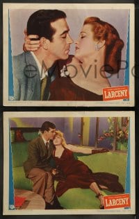 9r506 LARCENY 7 LCs 1948 great film noir images of John Payne, Dan Duryea, Patricia Alphin!