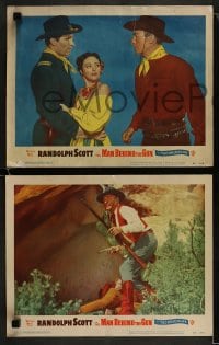 9r510 MAN BEHIND THE GUN 7 LCs 1952 images of Randolph Scott, pretty Patrice Wymore, Lina Romay!