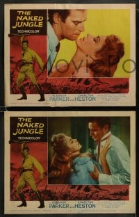 9r276 NAKED JUNGLE 8 LCs R1960 Charlton Heston & Eleanor Parker, produced by George Pal!
