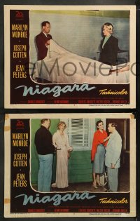 9r826 NIAGARA 3 LCs 1953 sexy Marilyn Monroe shown on two, Joseph Cotten, Jean Peters!