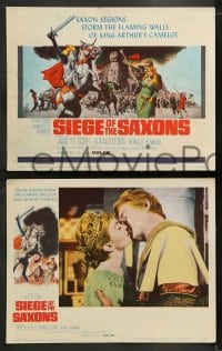 9r361 SIEGE OF THE SAXONS 8 LCs 1963 King Arthur's Camelot, cool knight on horseback art!