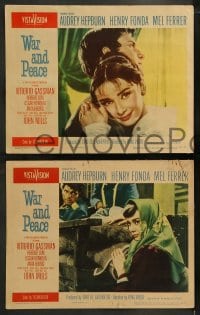 9r456 WAR & PEACE 8 LCs 1956 Audrey Hepburn, Henry Fonda & Mel Ferrer, Leo Tolstoy epic!