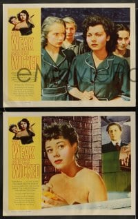 9r464 WEAK & THE WICKED 8 LCs 1954 bad girl Glynis Johns, strips bare raw facts of women in prison!