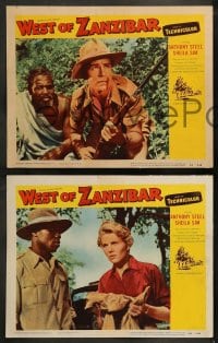 9r540 WEST OF ZANZIBAR 7 LCs 1954 great images of Anthony Steel, Sheila Sim, safari adventure!
