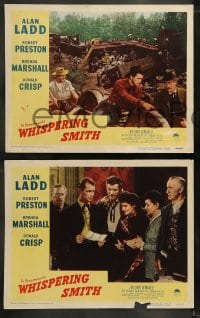 9r859 WHISPERING SMITH 3 LCs 1949 Brenda Marshall, Alan Ladd & Robert Preston, top cast!