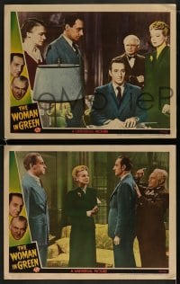 9r001 WOMAN IN GREEN 7 LCs 1945 Basil Rathbone as Sherlock Holmes, Nigel Bruce as Dr. Watson!