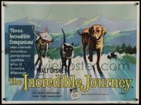 9t051 INCREDIBLE JOURNEY British quad 1963 Disney, art of Bull Terrier, Siamese cat & Labrador!