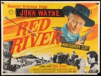 9t053 RED RIVER British quad R1950s great artwork of John Wayne, Montgomery Clift, Howard Hawks