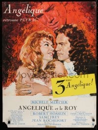 9t206 ANGELIQUE & THE KING French 23x31 1965 artwork of sexy Mercier & Hossein by Ferracci & Thos!