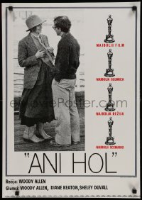 9t359 ANNIE HALL Yugoslavian 19x27 1977 full-length Woody Allen & Diane Keaton, a nervous romance!