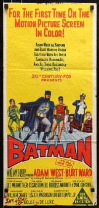 9w758 BATMAN Aust daybill 1966 DC Comics, great image of Adam West & Burt Ward w/villains!
