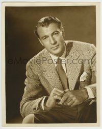 9x072 GARY COOPER deluxe 11x14 still 1940s great seated close portrait wearing suit & tie!