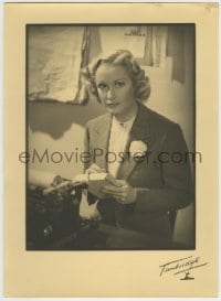 9x154 MIRIAM HOPKINS deluxe English 10.5x14.25 still 1930s in suit with steno pad by Tunbridge!