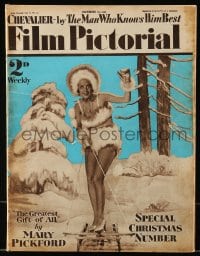 9x293 FILM PICTORIAL English magazine December 10, 1932 sexy star in skimpy outfit outside on sled!