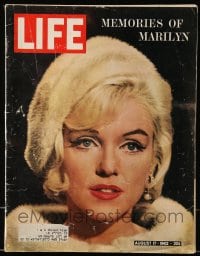 9x346 LIFE MAGAZINE magazine August 17, 1962 Memories of Marilyn Monroe, wonderful images!