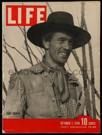 9x341 LIFE MAGAZINE magazine October 7, 1940 c/u of Gary Cooper in buckskin in The Westerner!