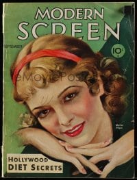 9x358 MODERN SCREEN magazine September 1932 great cover art of Marian Nixon!