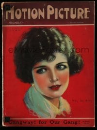 9x303 MOTION PICTURE English magazine November 1925 great cover art of May McAvoy by M. Paddock!