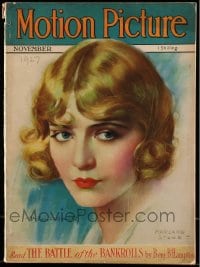 9x308 MOTION PICTURE English magazine November 1927 cover art of Vilma Banky by Marland Stone!