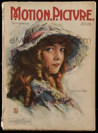 9x375 MOTION PICTURE magazine September 1918 great cover art of Lillian Gish by Leo Sielke Jr.!