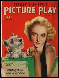 9x469 PICTURE PLAY magazine July 1932 cover art of sexy Carole Lombard & dog by Modest Stein!