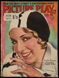 9x463 PICTURE PLAY magazine November 1930 great cover art of Leila Hyams by Modest Stein!