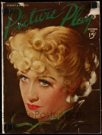 9x479 PICTURE PLAY magazine September 1936 great cover art of Miriam Hopkins, Shirley Temple