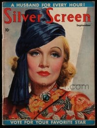 9x488 SILVER SCREEN magazine September 1937 cover art of Marlene Dietrich by Marland Stone!
