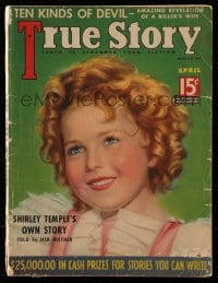 9x491 TRUE STORY magazine April 1936 great cover art of Shirley Temple by Victor Tchetchet!