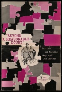 9x551 BEYOND A REASONABLE DOUBT pressbook 1956 Fritz Lang noir, art of Dana Andrews & Joan Fontaine!