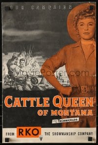 9x590 CATTLE QUEEN OF MONTANA pressbook 1954 sexy cowgirl Barbara Stanwyck, Ronald Reagan!