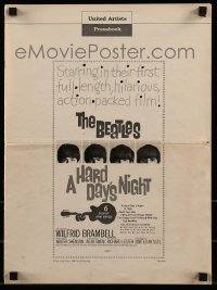 9x687 HARD DAY'S NIGHT pressbook 1964 The Beatles in their first film, rock & roll classic!