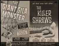 9x737 KILLER SHREWS/GIANT GILA MONSTER pressbook 1959 great monster artwork, sci-fi double-bill!