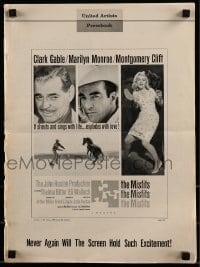 9x792 MISFITS pressbook 1961 Huston, Clark Gable, Marilyn Monroe, Montgomery Clift, Hirschfeld art!