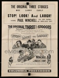 9x908 STOP LOOK & LAUGH pressbook 1960 Three Stooges, Larry, Moe & Curly + chimpanzees & dummy!