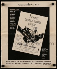 9x914 SUNSET BOULEVARD pressbook 1950 William Holden, Gloria Swanson, Billy Wilder classic, rare!