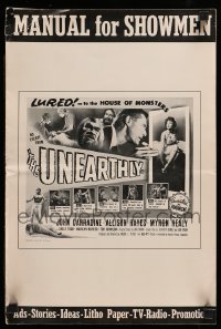 9x954 UNEARTHLY pressbook 1957 John Carradine & sexy Sally Todd lured to the house of monsters!