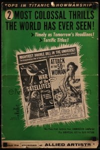 9x969 WAR OF THE SATELLITES/ATTACK OF THE 50 FT WOMAN pressbook 1958 two most colossal thrills!