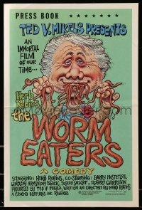 9x989 WORM EATERS pressbook 1977 Ted V. Mikels gross-out classic, great wacky artwork by Green!