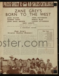 9x495 BORN TO THE WEST English pressbook 1938 young John Wayne pictured, Zane Grey, rare!