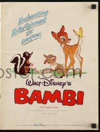 9x539 BAMBI pressbook R1966 Walt Disney cartoon deer classic, great art with Thumper & Flower!