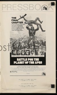 9x541 BATTLE FOR THE PLANET OF THE APES pressbook 1973 great artwork of war between apes & humans!