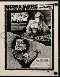 9x565 BLOOD FROM THE MUMMY'S TOMB/NIGHT OF BLOOD MONSTER pressbook 1972 more gore then ever before!