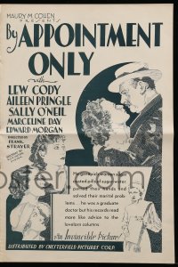 9x582 BY APPOINTMENT ONLY pressbook 1933 Aileen Pringle, Lew Cody. Sally O'Neil, cool art!